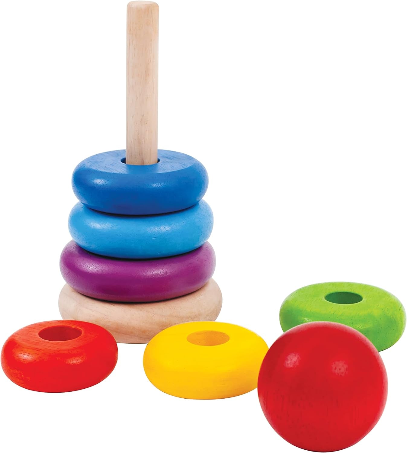 Wooden 8 Piece Sorting and Stacking Ring Toy