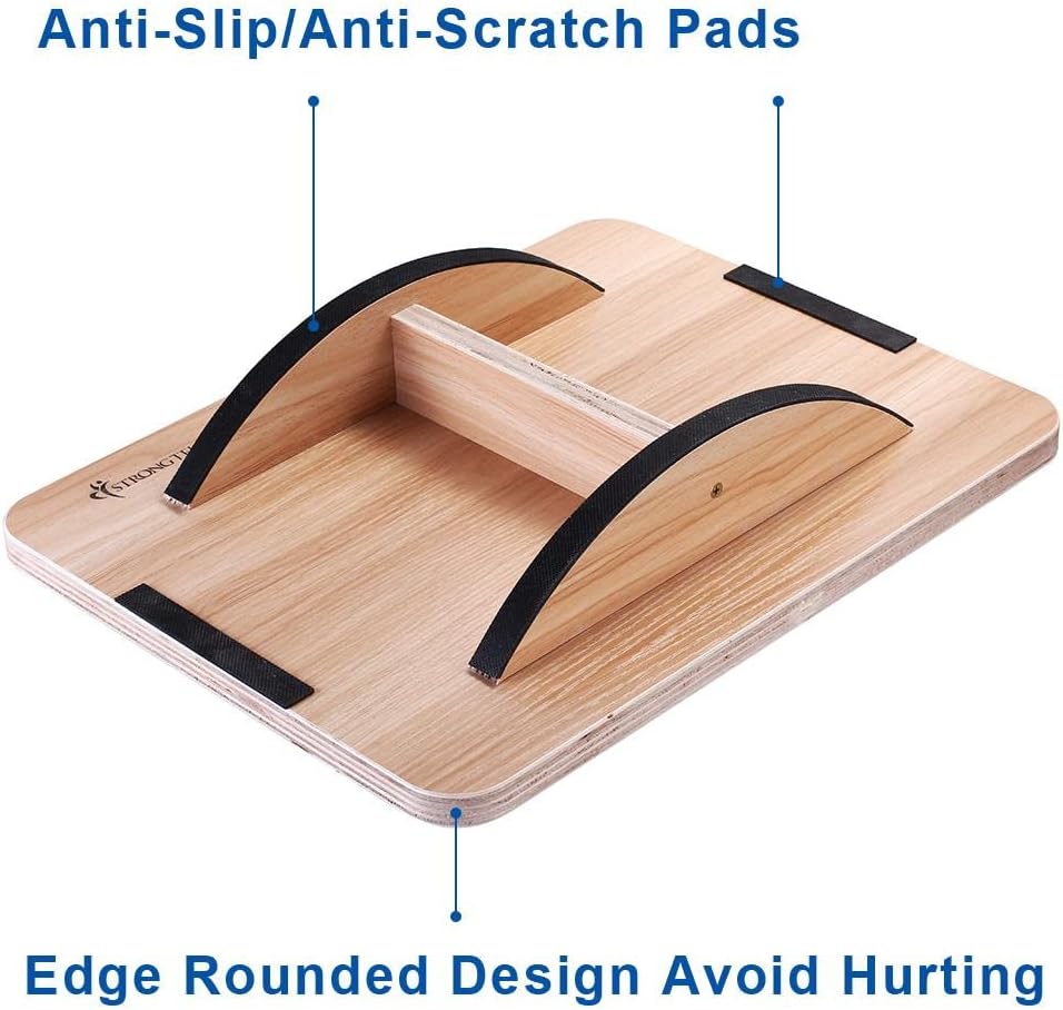 Professional Wooden Balance Board, Rocker Board, Wood Standing Desk Accessory, Balancing Board for Under Desk, Anti Slip Roller, Core Strength, Stability, Office Wobble Boards