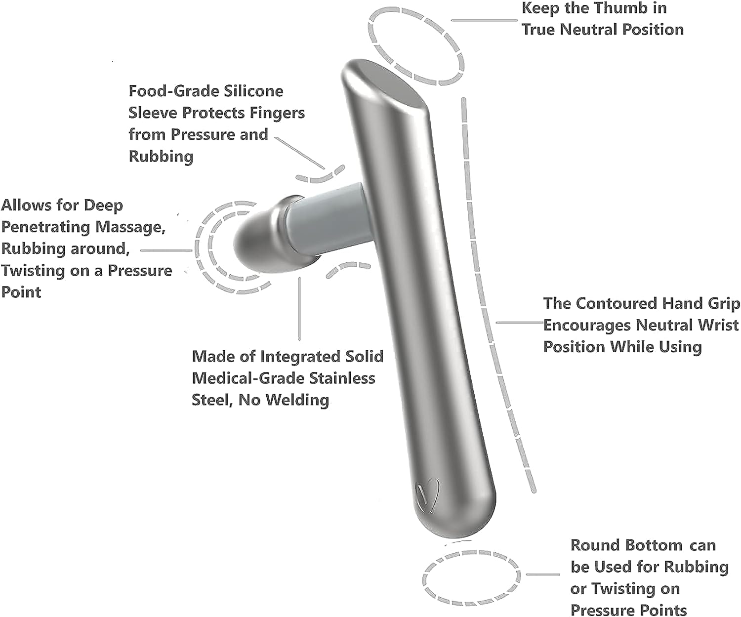 Stainless Steel T-Bar Massage Tool 