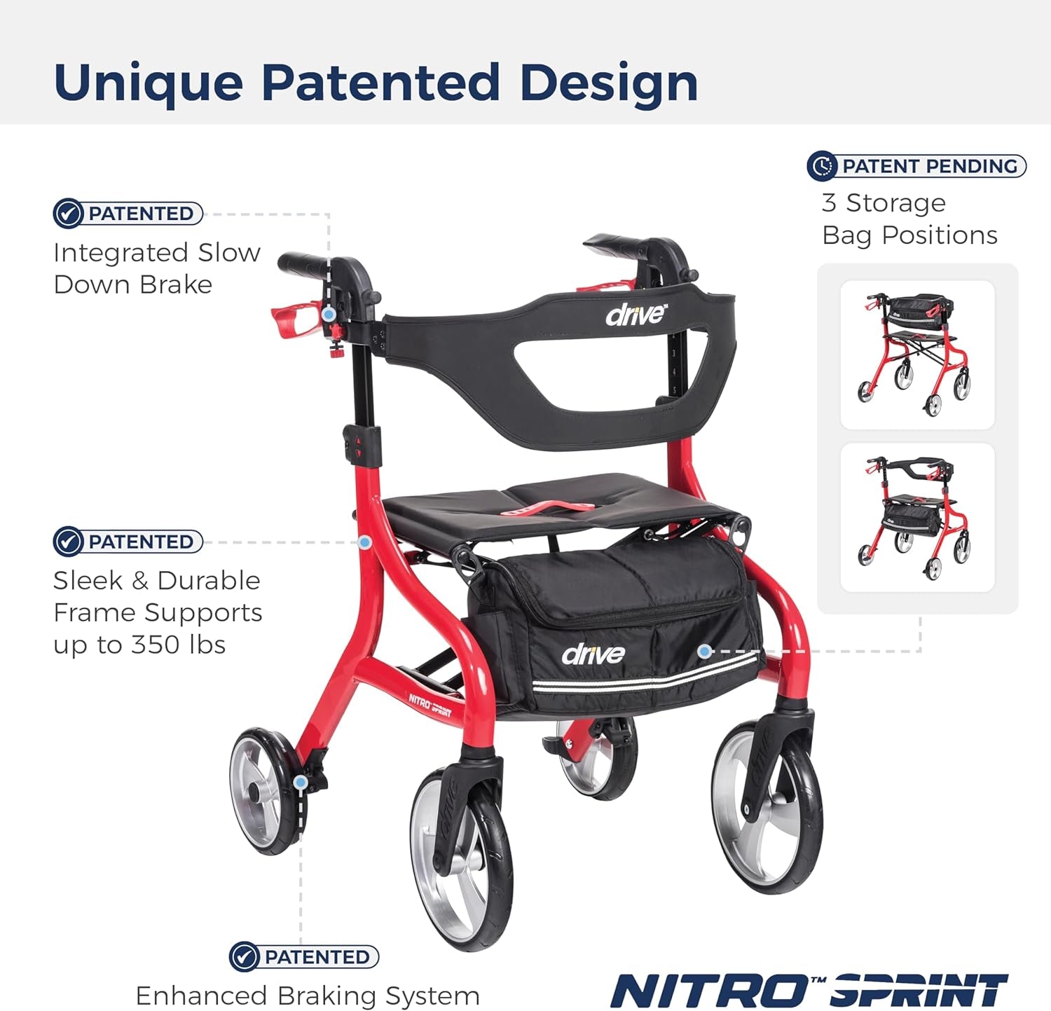 Foldable Rollator Walker with Seat