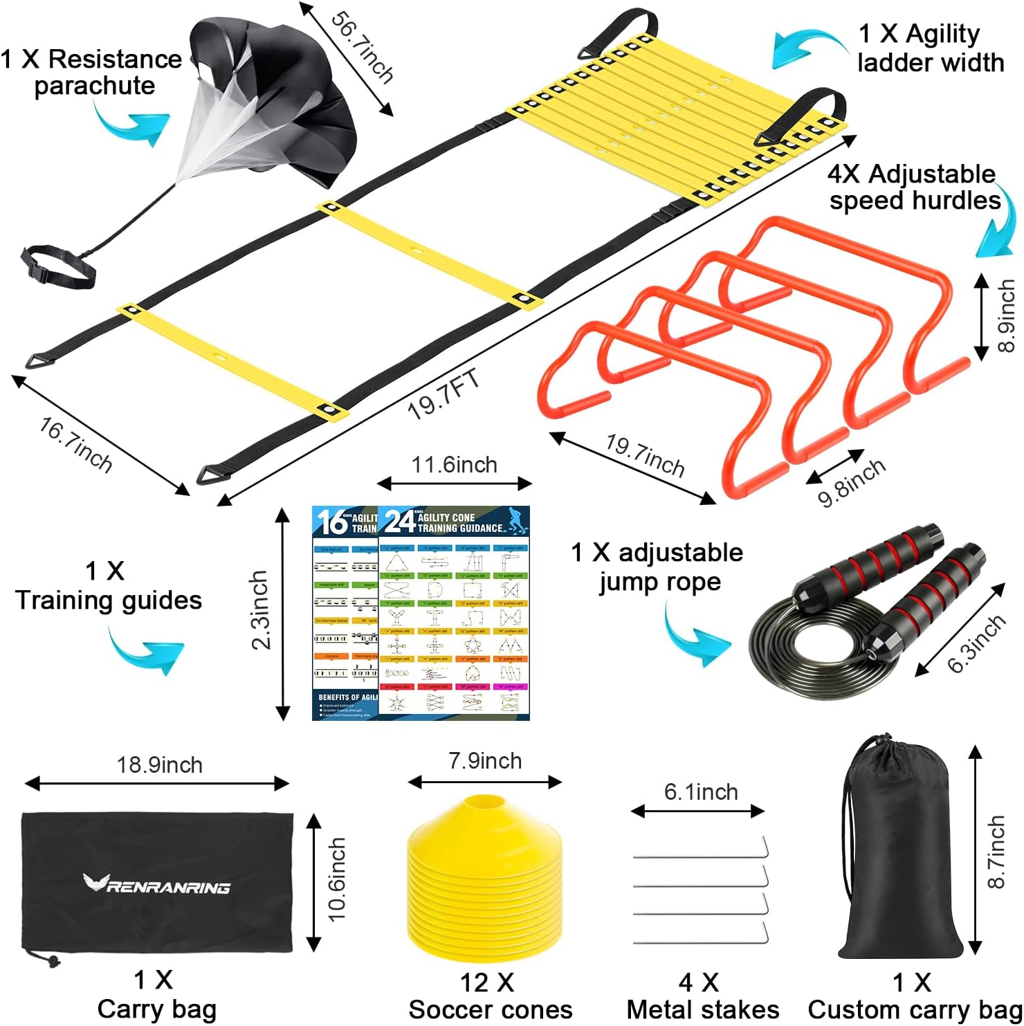 Agility Ladder Speed Training Equipment Bundle