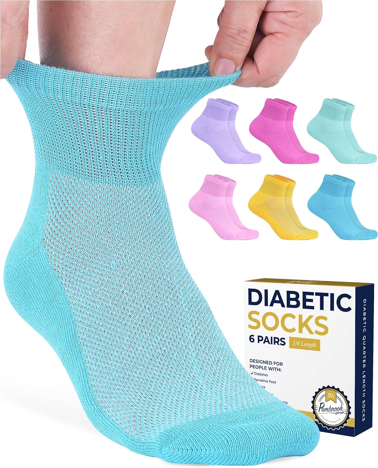 Ankle Diabetic Socks for Women & Men, 6 Pairs