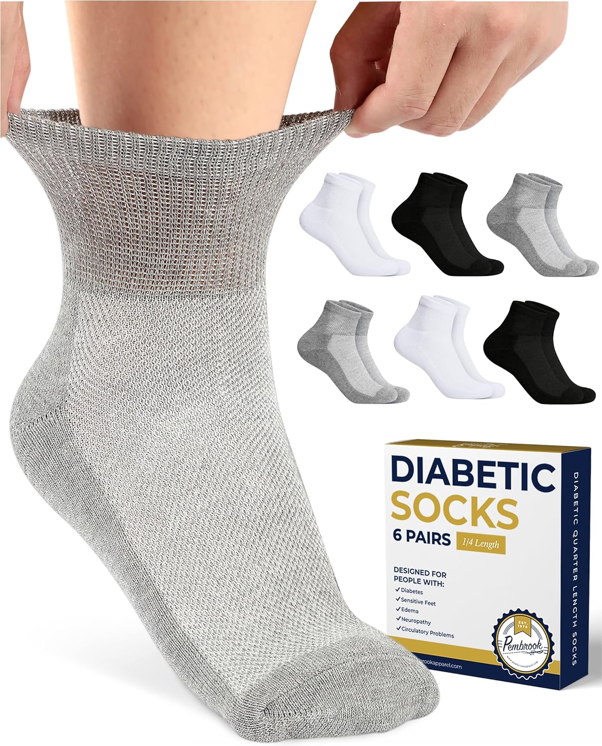 Ankle Diabetic Socks for Women & Men, 6 Pairs