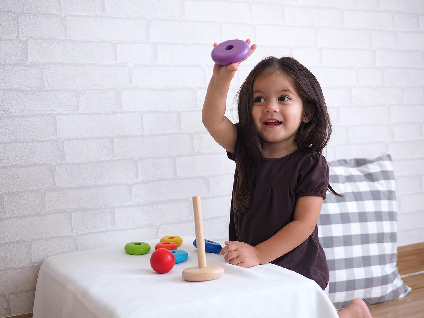 Wooden 8 Piece Sorting and Stacking Ring Toy