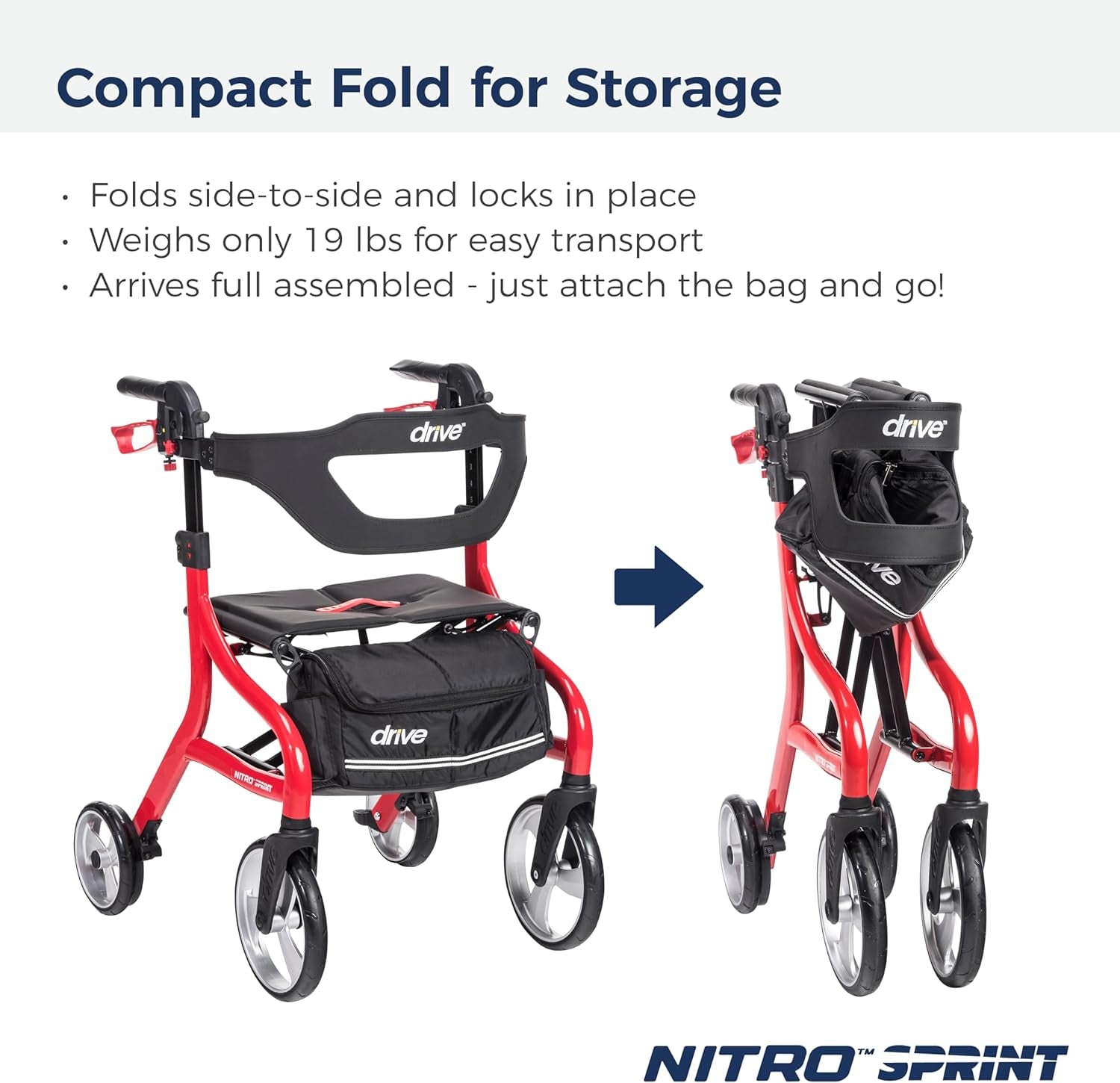 Foldable Rollator Walker with Seat