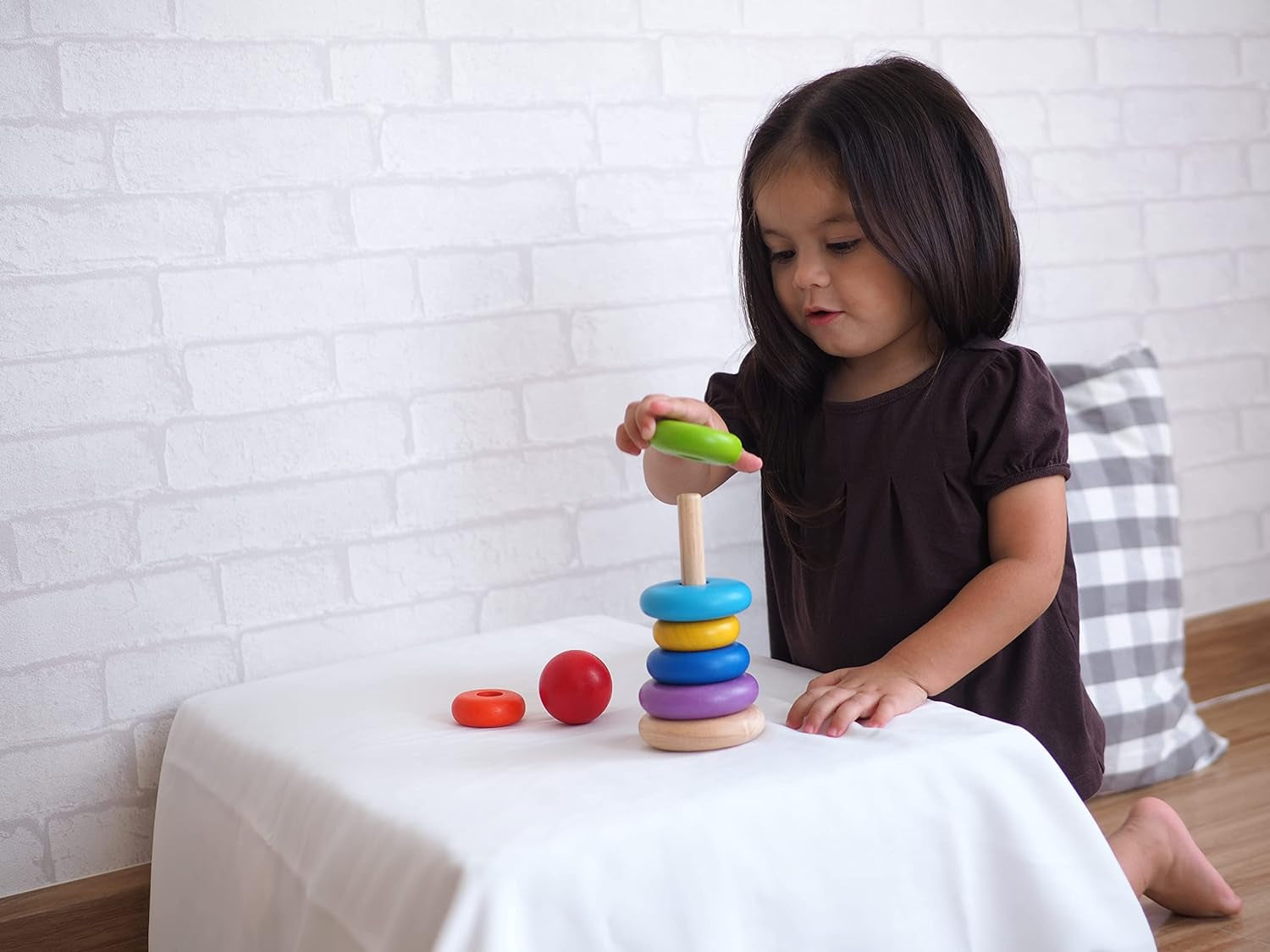 Wooden 8 Piece Sorting and Stacking Ring Toy